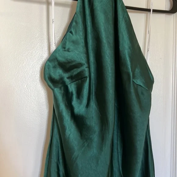 Lulus- Love in Your Life Emerald Green Satin Halter Maxi Dress - Picture 3 of 9